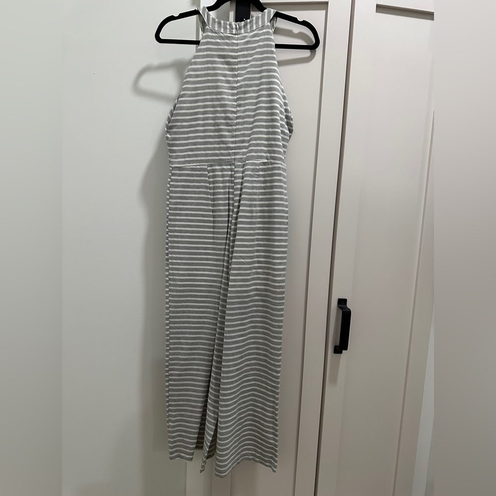 Gray and White Striped Jumpsuit - Picture 5 of 6